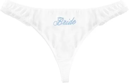 xo, Fetti White Ruffle Bride Thong, S/M/L | Embroidered Underwear, Bridesmaid Gift, Bridal Shower Lingerie, Outfit Accessory
