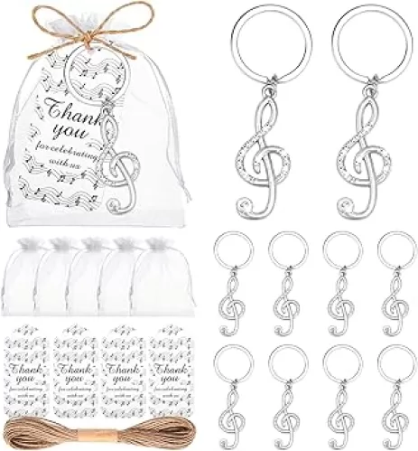 YKLIGTN 24Pack Rhinestone Musical Note Keychain Music Party Favor for Guests Music Stylish Gift for Music Lovers, Party Favors, Birthday Decor
