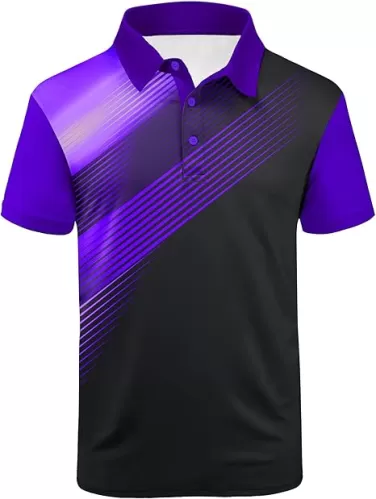 ZITY Mens Golf Shirt Short Sleeve Sport Moisture Wicking Performance Print Golf Polo Shirts for Men Collared Casual T-Shirt