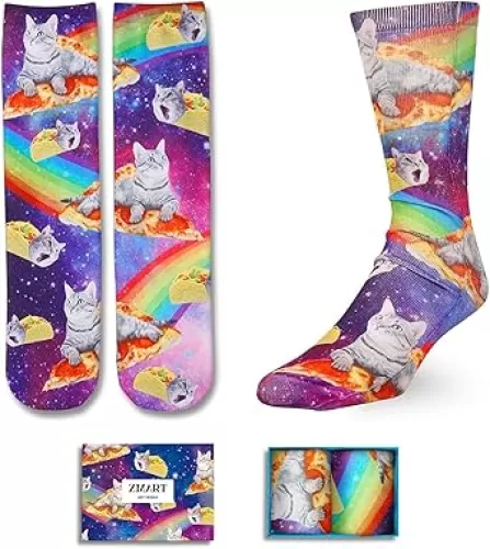 Zmart Funny 3D Printed Socks for Men Women - Chicken Nugget Cat Pizza Socks for Food Lovers