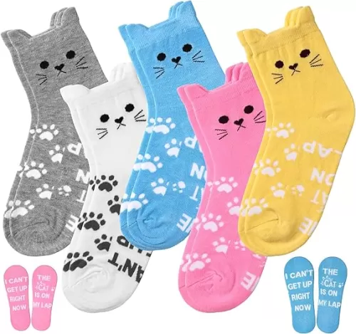 ZXGXLAW Women Cat Animal Cute Socks Funny Crazy Girl Gifts for I Cant Get Up Right Now The Cat Is On My Lap