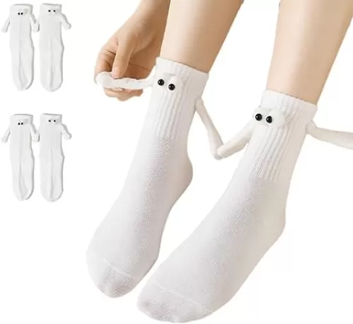 2 Pairs Magnetic Holding Hands Socks Funny Couple Gifts, Best Friend, Engagement, Anniversary, Teens Gag Cute Weird Stuff