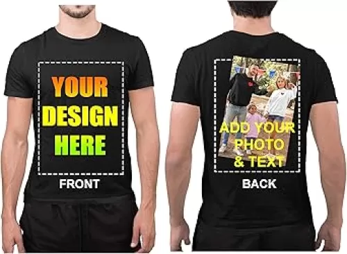 Add Your Own Text Design Custom Personalized Front and Back Adult T-Shirt Tee