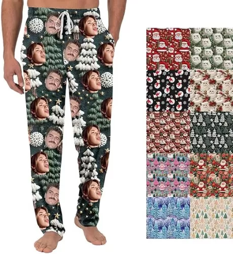 ADHOWBEW Christmas Personalized Pajama Pants for Men Customizable Gifts for Birthday Valentine
