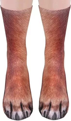 Animal Paws Socks - Funny 3D Animal Socks Crazy Cat Tiger Dog Paw Crew Socks Novelty Socks Gag Gifts