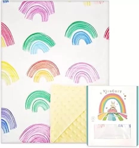 Baby Blanket for Boys Girls Unisex Neutral Rainbow Crayon Yellow Toddler Nursery Crib Throw Gift Blanket with Dotted Backing Double Layer 30 x 40 Inch