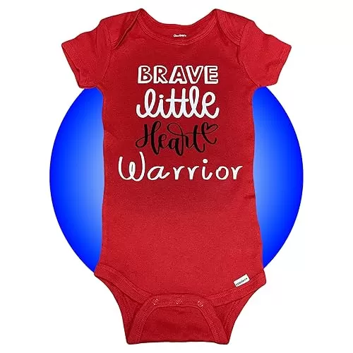 Baby Heart Surgery Onesies - Personalized - 100% Cotton Unisex - Red - CHD Awareness Baby Onesies - Baby Heart Surgery Care Package - Get Well Soon Gift - Heartiversary Outfit