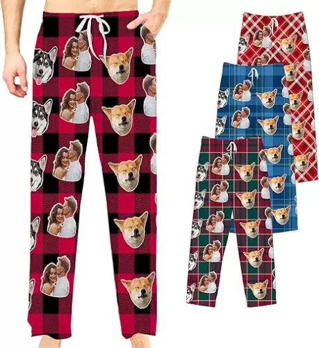 Casual Sleepwear Custom Pajama Pants Personalized Pajamas Pants with Photo with Pockets for Men