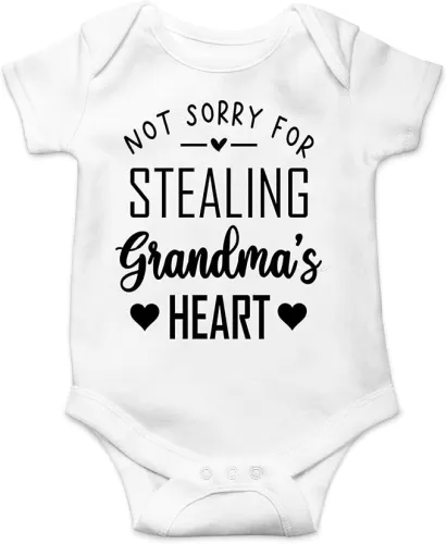 CBTwear Not Sorry for Stealing Grandma's Heart - Baby Clothes - Funny Newborn Bodysuit Outfits for Boys and Girls