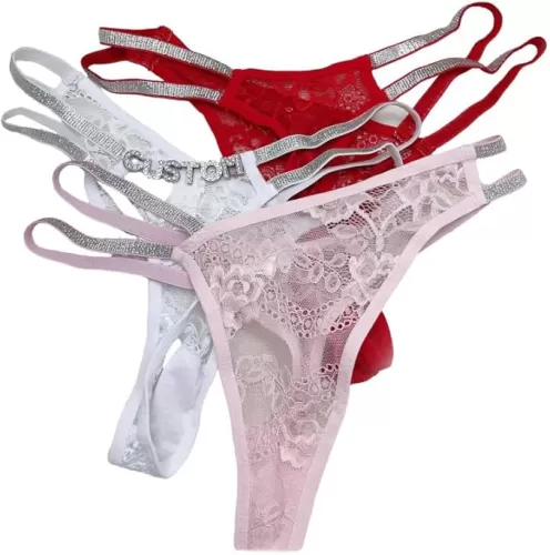 CECE&COLE Sexy Fashion Custom Thongs For Women Fine Flicker Waist Chain With Customize Crystal Letters Girl'S Body Jewel