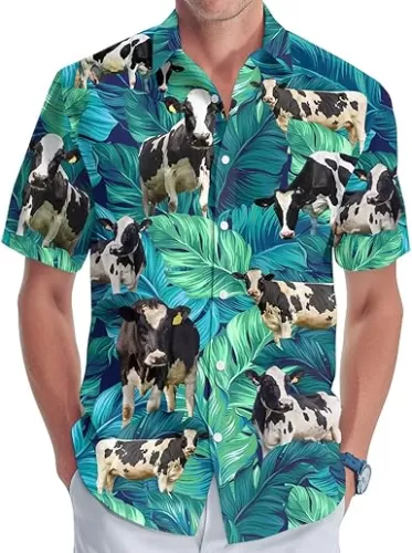 Chicken Print Hawaiian Shirt, Tropical Rooster Casual Button Shirt, Summer Gifts, Birthday Gifts