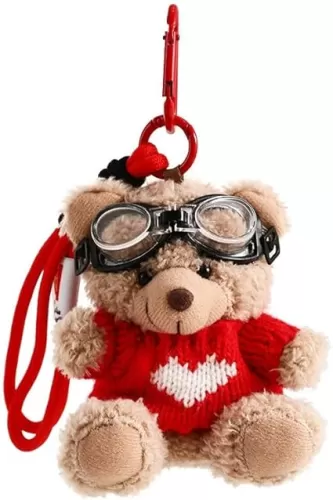 Coco Doll Cute Teddy Bear Keychain – Trendy Clip-On Bag Charm, Kawaii Plush Keychain Gift, Perfect for Bags, Backpacks & Keys