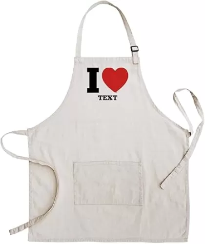 Custom Apron For Men I Heart With Your Personalized Custom Text Personalized Two Pocket Adjustable Bib Apron Cream