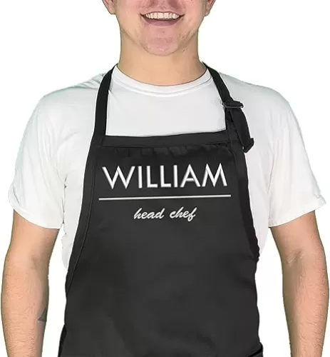 Custom Chef Apron with Embroidered Name – Personalized Cooking Apron for Men & Women, Head Chef Adult Apron, Gift for Dad, Father’s Day, Mother’s Day