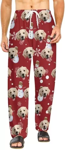 Custom Face Pajama Bottoms for Men Women Dog Face Pants Personalized Pajamas Couple Pj Trousers Gifts for Him Her Christmas