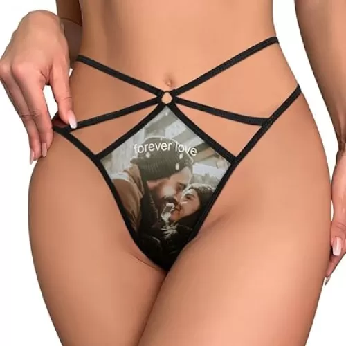 Custom G-String Thongs for Women Forever Love Personalized Your Photo and Text Boyfriend Husband Naughty Panties for Women S