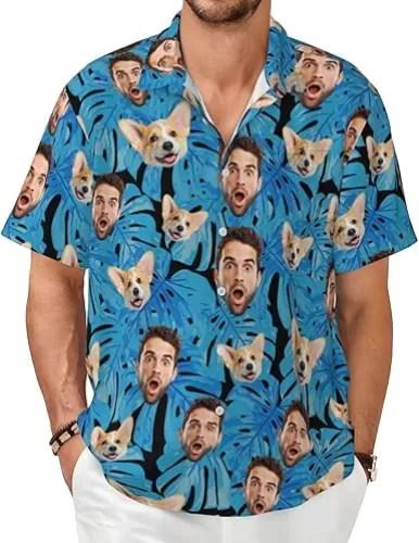Custom Hawaiian Shirt with Face Picture Customize Hawaii Shirts for Men Personalized Gift