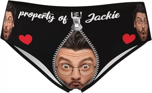 Custom Ladies Triangle Underwear with Personalized Name & Image | Double-Sided Print, Unique Gift for Women