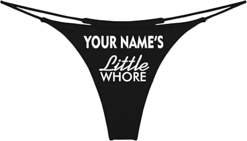 Custom Name Little Whore Thong For Women, Personalized G String Panties, Shared Wife Underwear Slutty Thongs