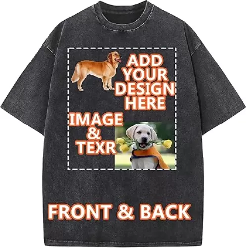 Custom Oversized T Shirts Vintage Soft Tee Loose Fit Casual Streetwear Baggy Washed Cotton Personalized Add Your Own Design