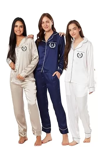 Custom Pajamas for Bridal Party - Bridesmaid Pajamas- Pajama for Women - Two-piece PJ Sets - Soft Sleepwear Lingerie - Bridesmaid Gifts - Short Sleeve Pajamas Tops - Bridal Party (Long Sleeve)