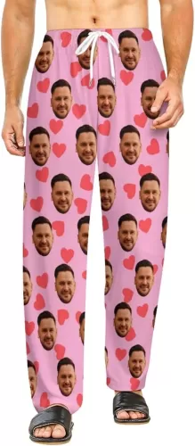 Custom Photo Face Pajama Bottoms for Men Women Personalized Pet Photo Sleepwear Pants Unisex Sleep Lounge Pants Gifts S-5XL