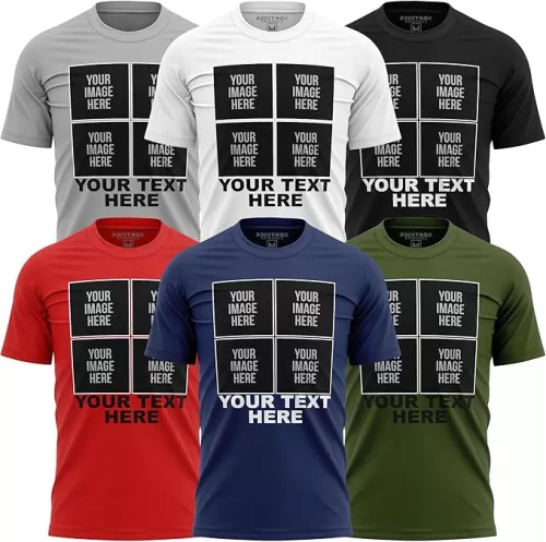 Custom Shirt for Men and Women, ADD Any 4 Images and Text, Customized Shirts, Design Your Own T-Shirt Black