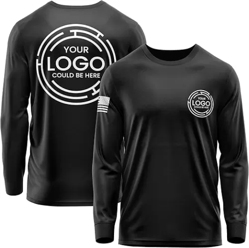 Custom Shirt for Men, Heavy Cotton Long Sleeve, Design Your Own Shirts, Customized T-Shirt Front & Back Black