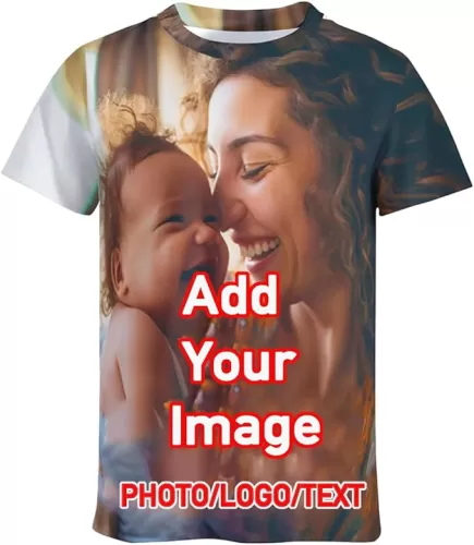 Custom T Shirts for Men/Women 3D Printed Customized Tee Shirt Crew Neck Short Sleeve Personalized Shirts