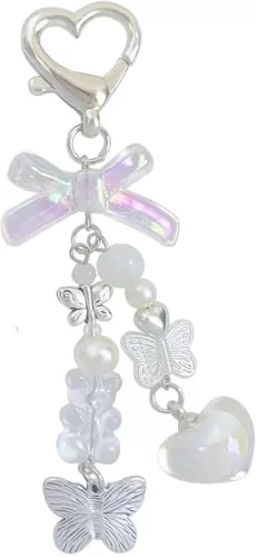 Cute Keychain Aesthetic Y2K Keychain Accessories Heart Butterfly Strawberry Bear Key Chain for Keys Bags Women Gifts