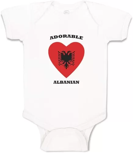 Cute Rascals Custom Boy & Girl Baby Bodysuit Adorable Albanian Heart Cotton Baby Clothes