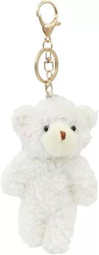 Cute Teddy Bear Keychain for Backpack, 5" Inch Bear Plush Keychain with Purple Heart Bag Charms for Women Girls
