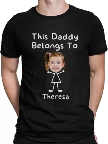 Dad T-Shirt, Personalized Photo & Name Shirt Gift for Father Dada from Daughter Son, Custom Gift for Father