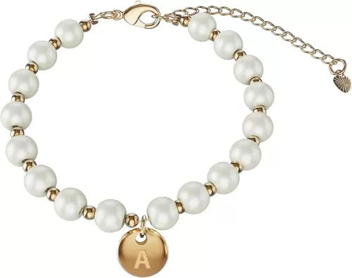 Flower Girl Proposal Bracelet, Dainty Gold Initial Charm Bracelet for Girl, Letter Name Bracelet Girls Jewelry Birthday Wedding Party Gift with Gift Box