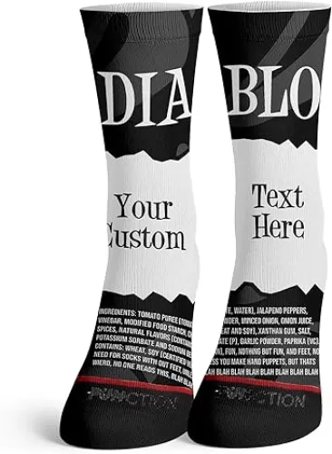 Function - Taco Sauce Sauce Pack Custom Text Adult Socks Crew Bell Fire Hot Verde Mild Diablo