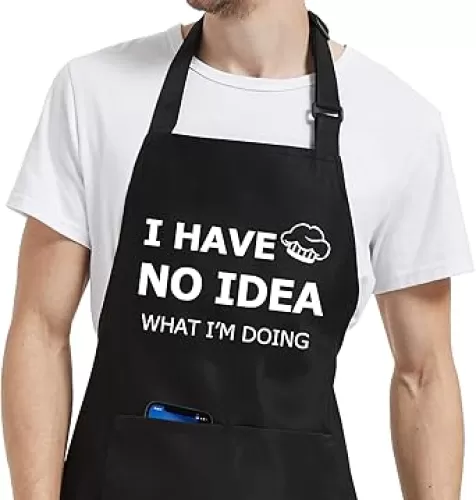 Funny Aprons for Men with Pockets, Adjustable Aprons for Grilling Cooking Chef, Gifts for Dad Birthday Fathers Day