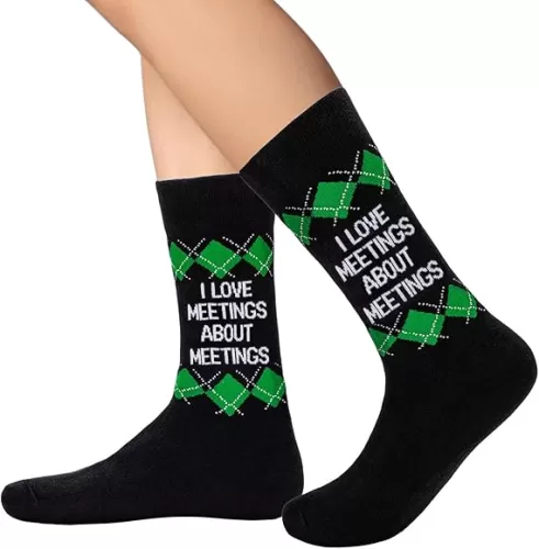Funny Socks for Men I Love Meetings Dress Socks for Coworker Boss Novelty Socks for Office New Job Gift