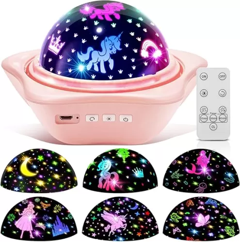 Girls Toys 1-10, 【6 Slides+96 Projections】 Unicorn Toys ▏Princess Toy ▏Unicorn Gifts for Girls1-12, Little Mermaid Toy ▏Princess Room Decor ▏Juguetes para Niñas ▏Gifts for 6 Year Old Girl Room Decor