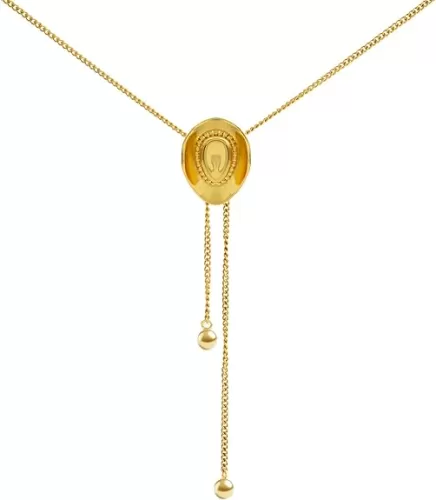 Gold Western Cowgirl Hat Necklace for Women, Cowgirl Accessories, Bolo Tie Cowboy Necktie Western Long Necklace Jewelry Gift