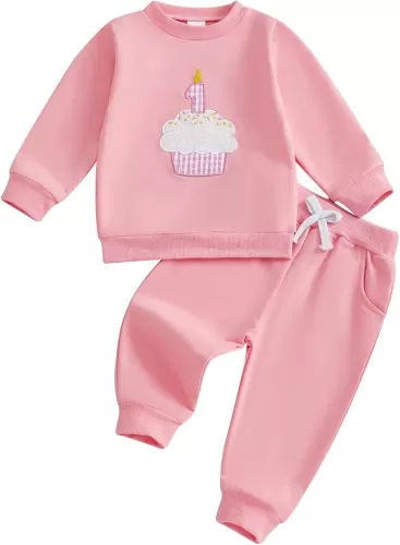 GOOCHEER Baby Boy Girl First Birthday Outfit 1 Cake Long Sleeve Pullover Sweatshirt + Long Pants Set Fall Winter Clothes