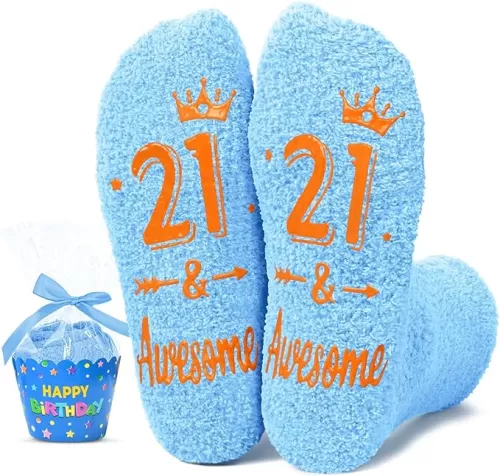 HAPPYPOP 21st Birthday Gift Ideas for Women - 21 Year Old Male Female Birthday Socks