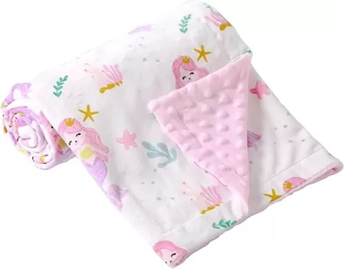 iEvolve Baby Nursery Bed Blankets Ultra Soft Double Layer Mini Blanket Minky Blanket Receiving Blankets Shower Gifts(Mermaid, 30 * 47in)