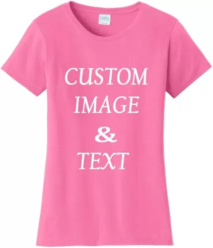 Ladies Customized Fan Tee Shirt, Design Your Own by Uploading Photos, Text, Logos Or Any Design, Custom Gifts