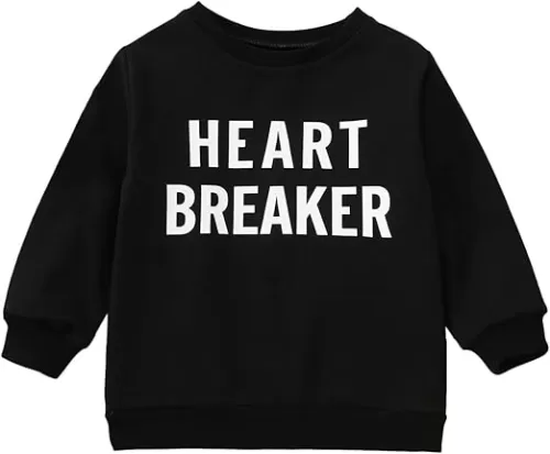 Lesimsam Toddler Baby Boy Girl Valentines Outfit Crewneck Sweatshirt Letter Print Long Sleeve Pullover T-Shirt Tops