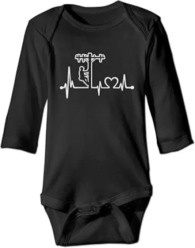 Lineman Heartbeat Baby Long Sleeve Playsuit Newborn Bodysuit Outfit Clothes