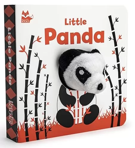 Little Panda (Happy Fox Books) Finger Puppet Board Book with High-Contrast Art in Black, White, and Red Designed Specially for Babies, a Soft Plush Panda Puppet, Die-Cut Elements, and Rounded Corners