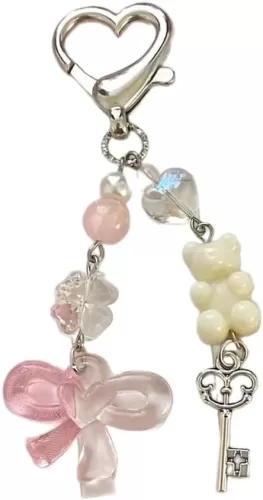 Lovely Bear Heart Bowknot Keychain Pendant Fashion Cute Hanging Ornament Keyring Backpack Decoration Charm Jewelry