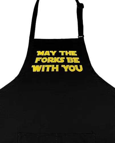 May The Forks Be With You Apron Funny | Embroidered Mens Apron | Kitchen Apron Women