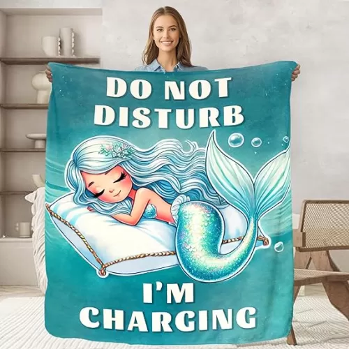Mermaids Throw Blanket for Adult Kids, Mermaids Lovers Gifts Blanket Cute Animal Home Room Decor, Flannel Soft Blanket for Bed Couch 50"x60"