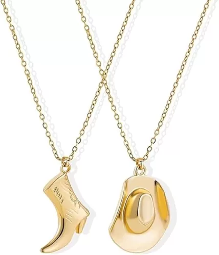 MIFYNN Cowboy Boot Necklace for Women Cowgirl Boot Hat Necklaces 14K Gold Layered Hat Boot Pendant Necklaces Western Country Jewelry Gifts